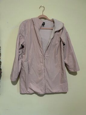 Eileen Fisher Light Pink Fleece Lined Rain Coat
